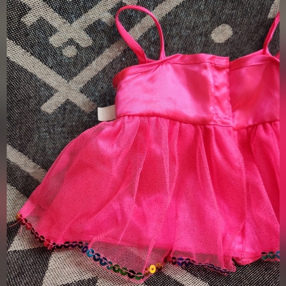 Build A Bear Build-A-Bear BABW Pink Dress Multi Color Sequins Bodice Tulle Skirt - Picture 7 of 11